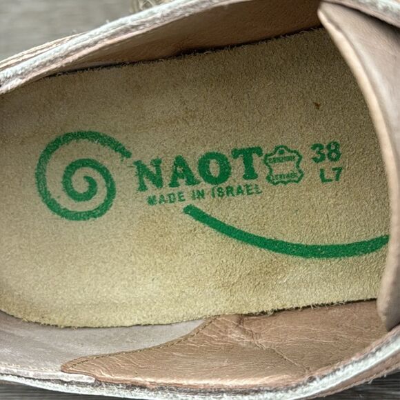 Naot Avena Stone Tan Nubuck Women’s Sz 7/EU 38 Metallic Lace Up Oxford Shoes - Picture 6 of 10